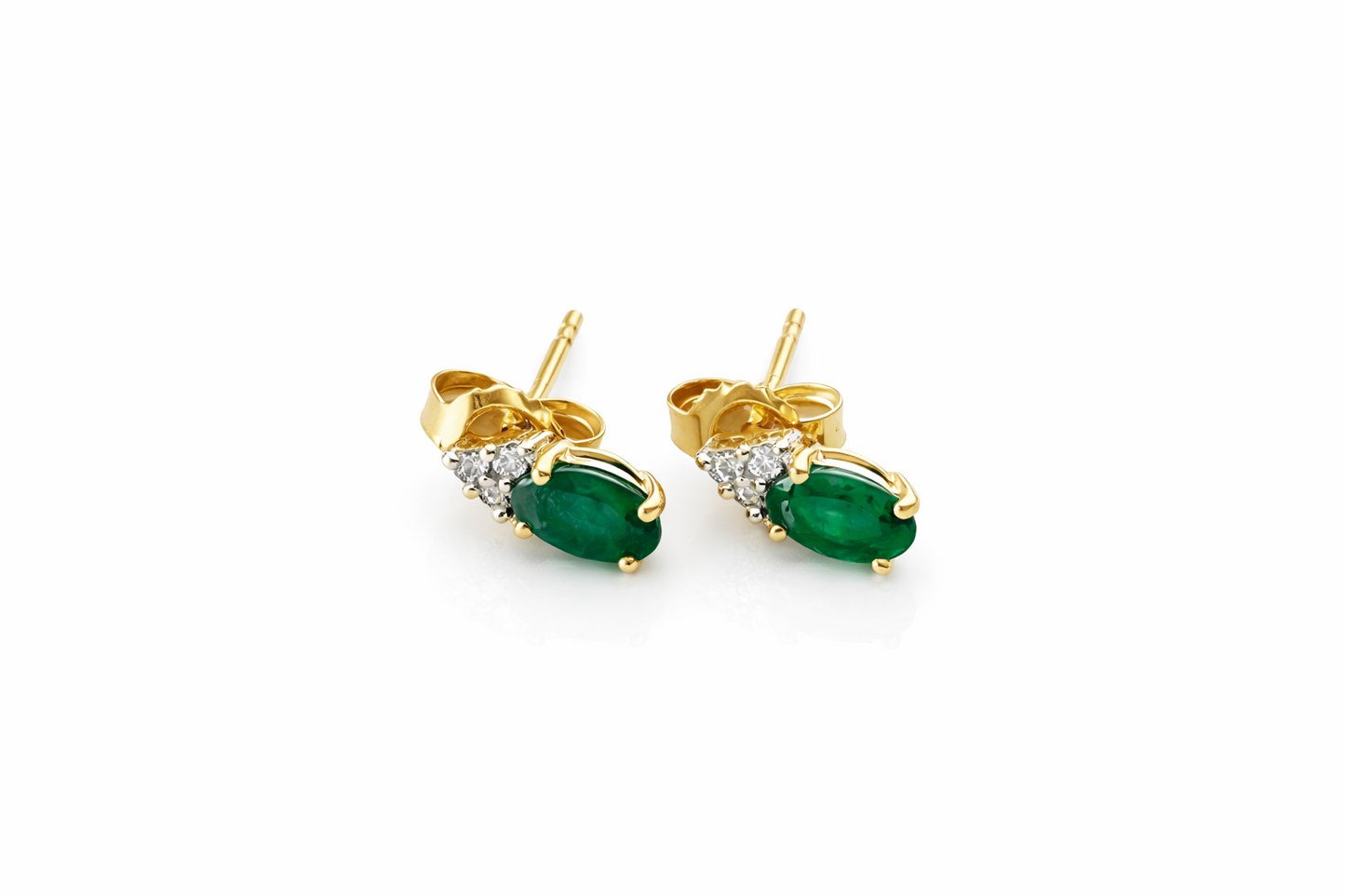 ANTIQUE JEWELLERY - Emerald & Diamond Yellow Gold Earrings