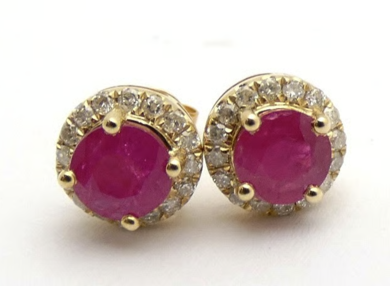 ANTIQUE JEWELLERY - Ruby Diamond Earrings