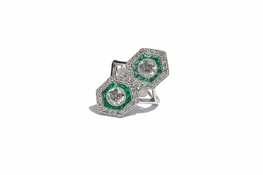 ANTIQUE JEWELLERY - Emerald, Diamond & Gold Art Deco Ring